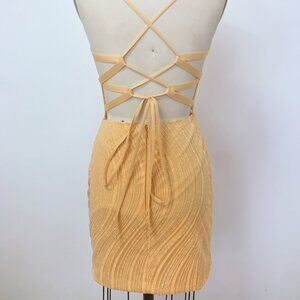 Handmade Golden Wave Mini Dress